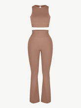 Load image into Gallery viewer, Seamless Crew Neck Tracksuit with Flared Leggings and Removable Breast Cups
