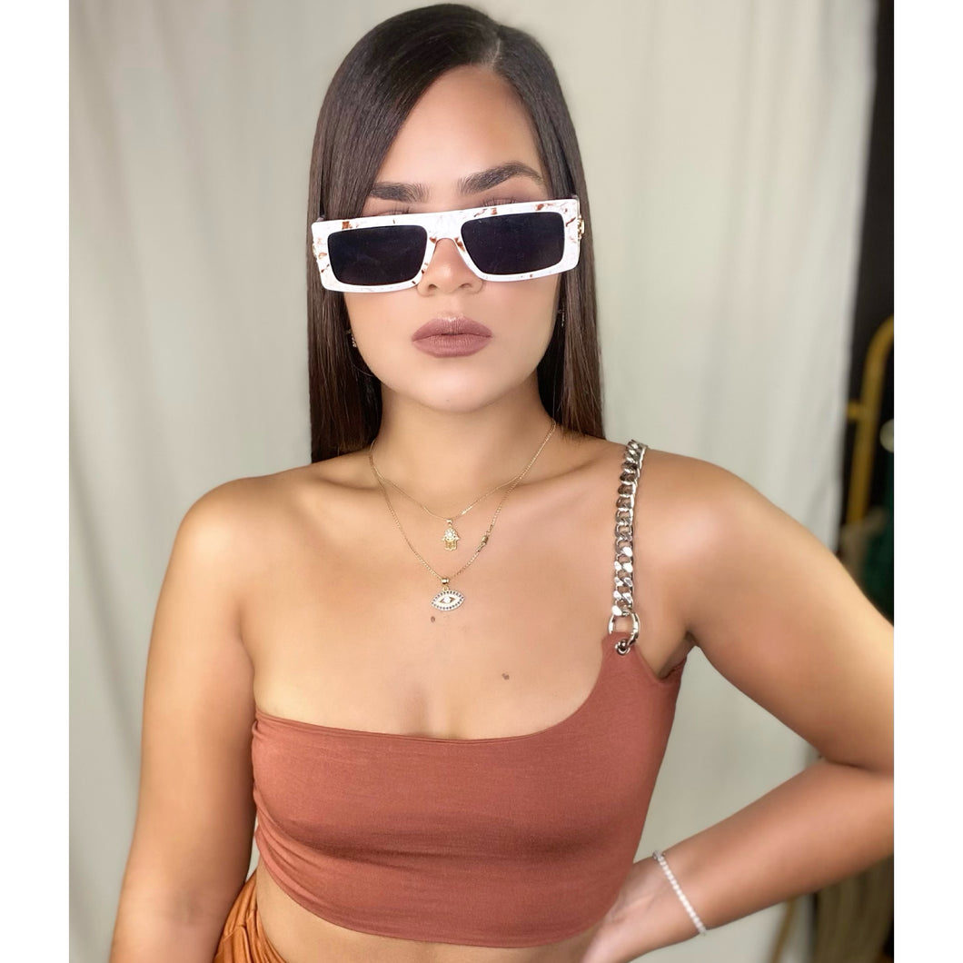 Caramel One Shoulder Crop Top