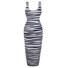 Load image into Gallery viewer, Bodycon Striped Print Midi Dress
